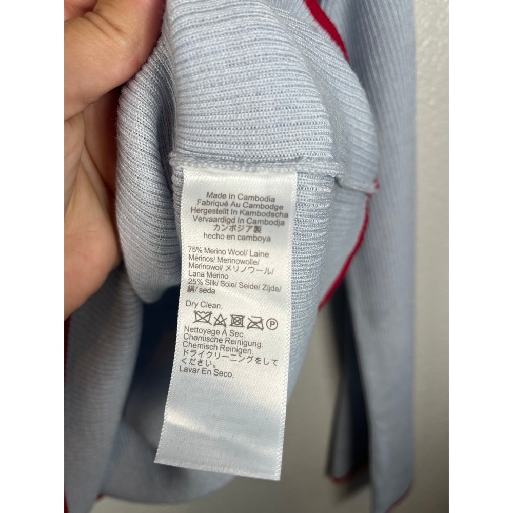NWT Madewell Flared-Sleeve Boatneck Sweater Merino Wool-Silk Blend Blue Red XL - Picture 8 of 10
